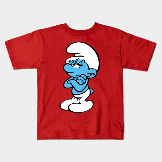 grouchy smurf Kids T-Shirt by small alley co